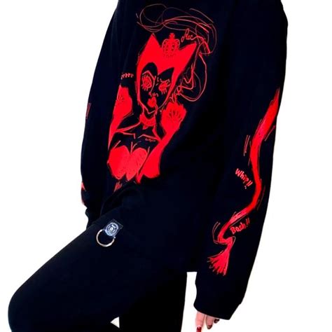 Rec by Royal Pussy レック バイ ロイヤルプッシーROYAL CAT WOMAN TEE BLACK長袖Tシャツ ロンT 黒白 ブラック ホワイト Dカン 袖プリント