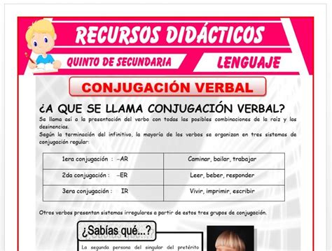 Conjugación Verbal para Quinto de Secundaria Recursos Didácticos