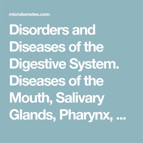 Disorders and Diseases of the Digestive System. Diseases of the Mouth ...