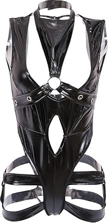 Amazon Zzalalana Plus Size Gothic Leather Lingerie For Women Naughty For Sex Play Halter