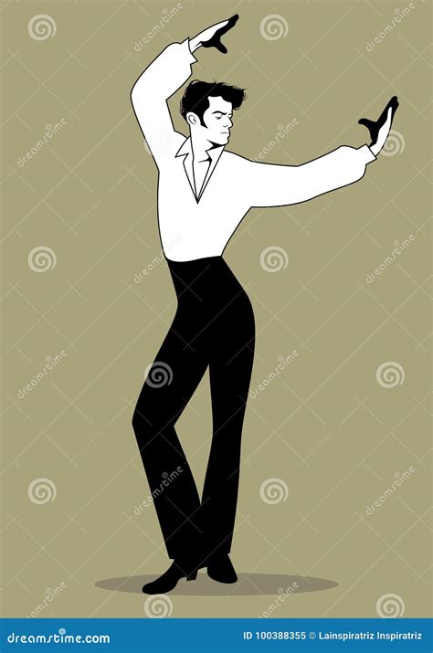 Spanish Flamenco Dancer Man Vector Illustration Stock Vector