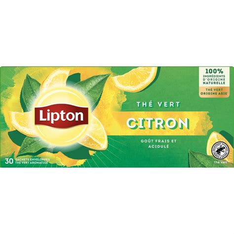 LIPTON THE VERT CITRON 30 sachets Thé et Infusions Vrac Sachets et