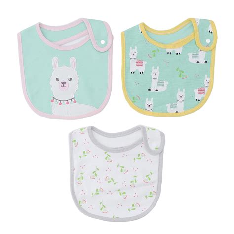 3pcs Baby Bibs Cute Print Full Cotton Soft Absorbent Snap Closure Drool