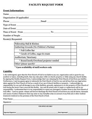 Church Event Request Form Templates Pdffiller