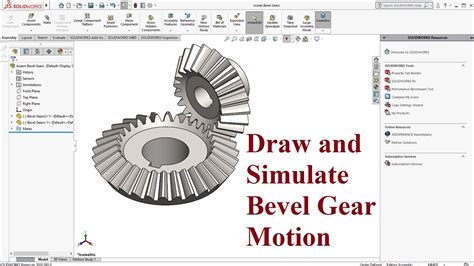 Draw And Simulate Bevel Gear Motion Solidworks Tutorial Youtube