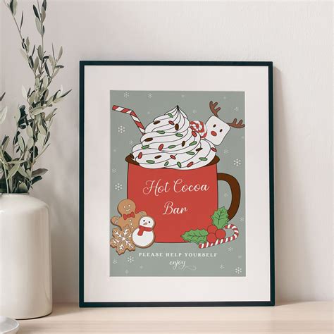 Hot Cocoa Bar Sign Printable Hot Chocolate Bar Sign Template Etsy