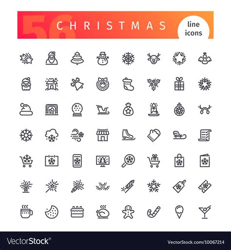 Christmas Line Icons Set Royalty Free Vector Image