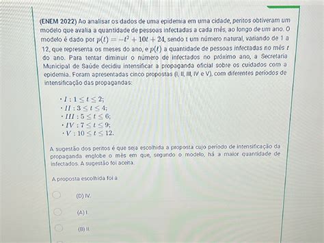 Ao Analisar Os Dados De Uma Epidemia - (ENEM 2022) Ao analisar os dados de uma | StudyX