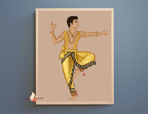 Bharatanatyam Male Dancer Art Illustration I Bharatanatyam Etsy Uk