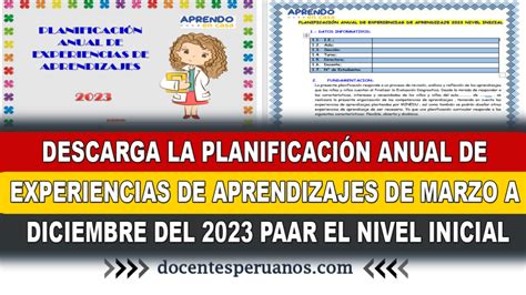 Descarga La Planificaci N Anual De Experiencias De Aprendizajes De