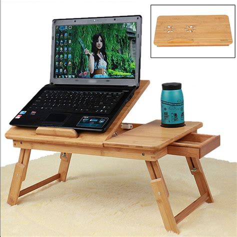 EBTOOLS Table de Lit pour Ordinateur Portable PC en Bambou Réglable en