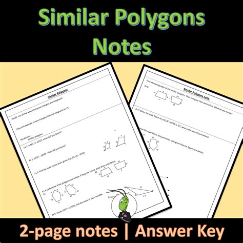 Similar Polygons and Scale Factor Guided Notes Similar Polygons Unit ...