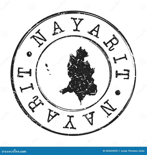 Nayarit Mexico Map Postmark A Silhouette Postal Passport Stamp Round