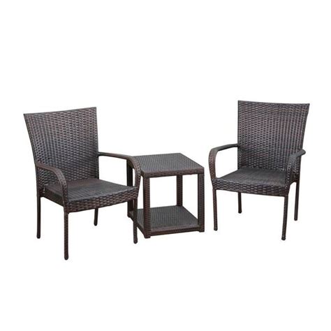 Noble House Hammond Multi Brown Piece Faux Rattan Patio Conversation