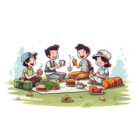 Premium Vector | Picnic drawing cartoon vector