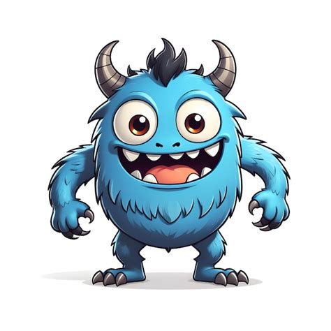 Premium Photo Funny Cartoon Monster With Horns Vector Illustration