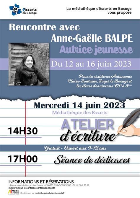 Atelier d écriture avec Anne Gaëlle Balpe