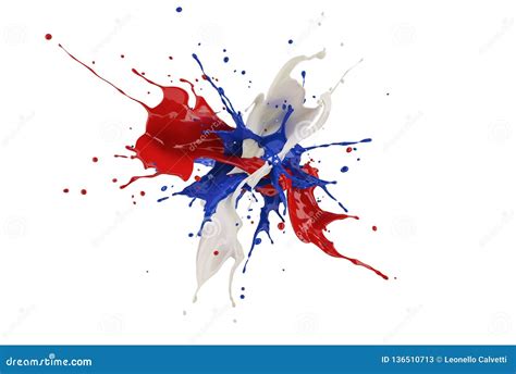 Red White And Blue Paint Splash Explosion Against One Another Stock