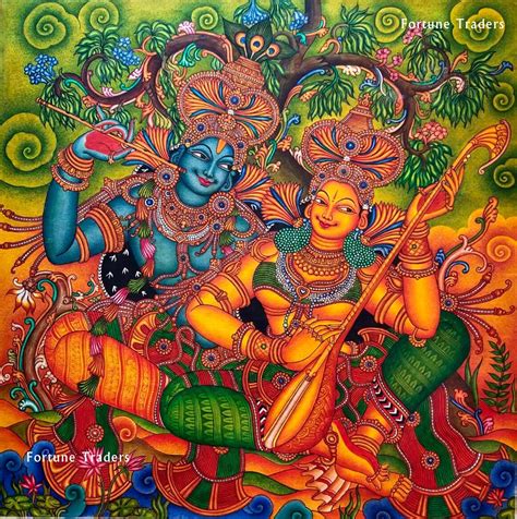 Radha Madhavam Kerala Mural Painting Artwork Canvas Rolled Etsy