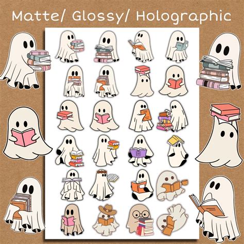 Ghost Reading Stickers Pack Teacher Bookish Sticker Book Lover Sticker