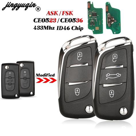 Jingyuqin Chave De Controle Remoto 433mhz Ask Fsk Para Peugeot 207