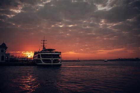 Photo of a Cruise Ship in the Port at Sunset · Free Stock Photo