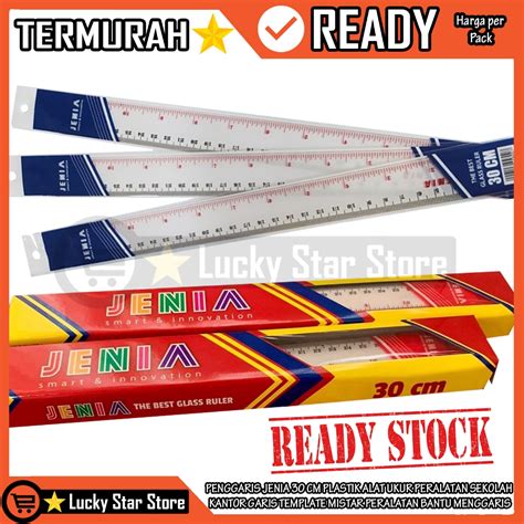 Jual MISTAR UKUR 30 CM PER PACK PENGGARIS JENIA PLASTIK BASIC ALAT