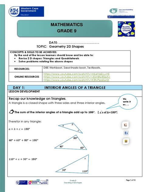 Mathematics Geometry Worksheet | PDF | Elementary Geometry | Geometric Shapes