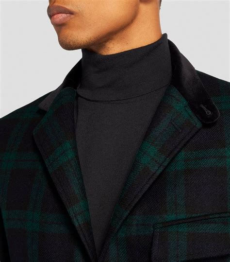 Ralph Lauren Black Wool Tartan Blazer Harrods UK