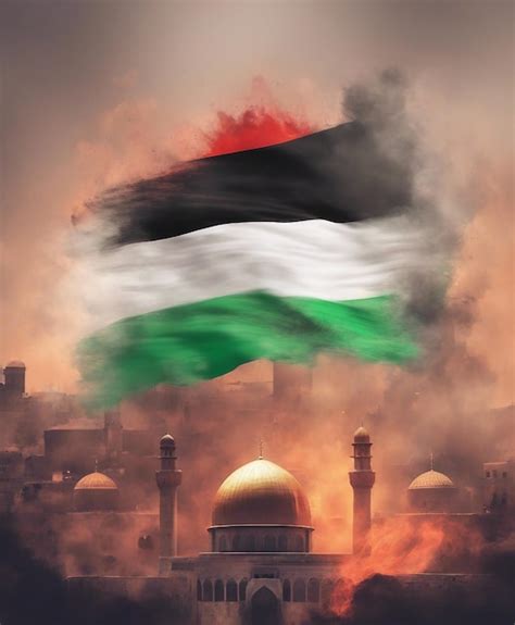 Premium Ai Image Palestinian Freedom Flag Mosque Al Aqsa In Smoke