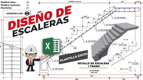 DiseÑo De Escalera De Concreto Armado Plantilla Excel Youtube