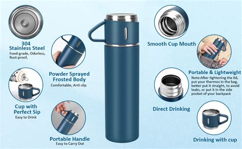 GIOGD Stainless Steel Thermo 500ml 16 9oz Vacuum Insulated Bottle With Cup For Coffee Hot Drink