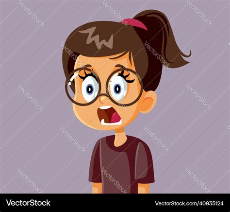 Astonished Little Girl Feeling Shocked Cartoon Vector Image