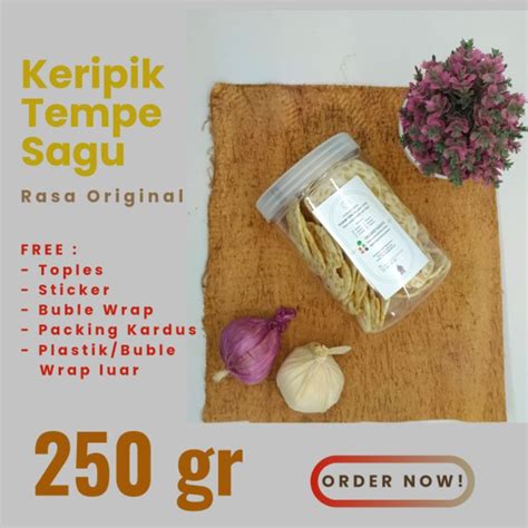 Jual Keripik Tempe Sagu Kualitas Premium 250 Gr FREE Toples Packing