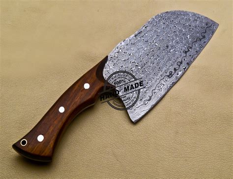 Damascus Cleaver Butchers Knife Custom Handmade Damascus Steel