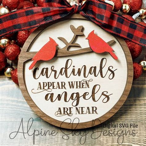 Cardinal Ornament Svg Cardinal Memorial Svg For Glowforge Etsy