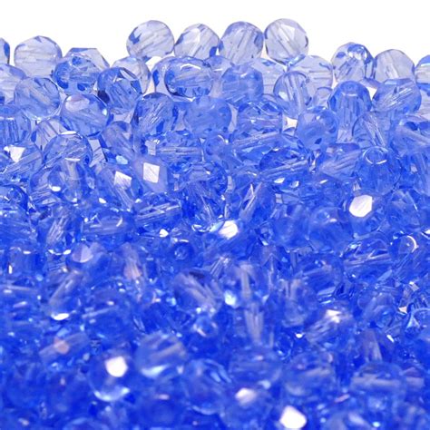 Mm Czech Faceted Round Glass Bead Light Sapphire The Bead Shop