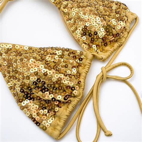 Victorias Secret Y K Gold Sequin Bikini Swimsuit Depop
