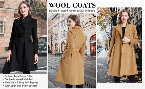 Amazon Belle Poque Women S Double Breasted Dress Coats Winter