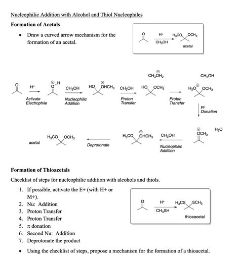 Solved Nucleophilic Addition With Alcohol And Thiol Nucleophiles