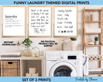 laundry themed funny digital prints set   modern laundry room diy