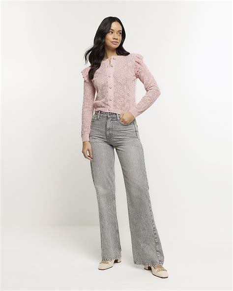 River Island Pink Floral Lace Frill Cardigan Lyst