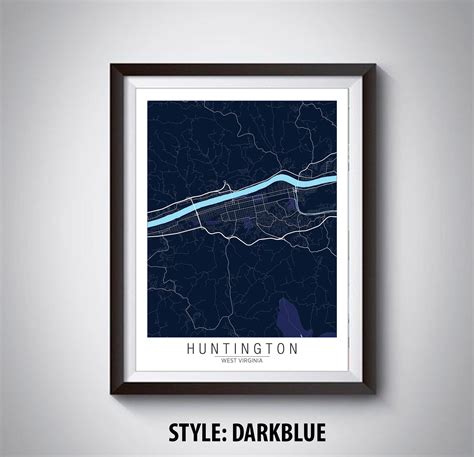 Map of Huntington WV Huntington Map Huntington Poster | Etsy