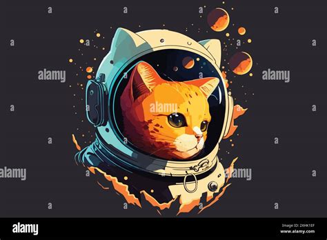 Space Cat Vector Illustration Stock Vector Image And Art Alamy