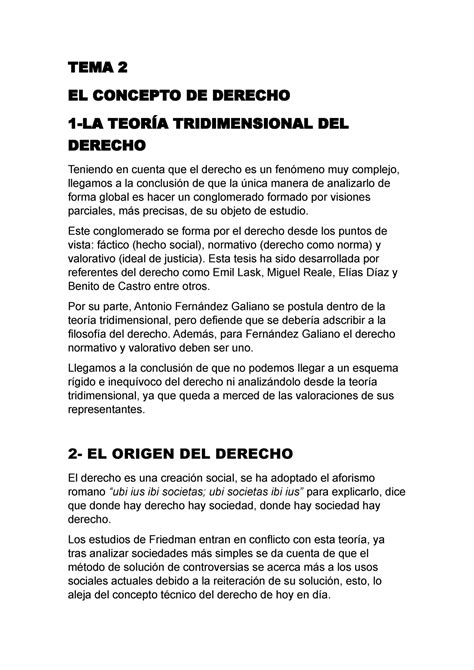 Apuntes Tema 2 T Derecho Tema 2 El Concepto De Derecho 1 La TeorÍa