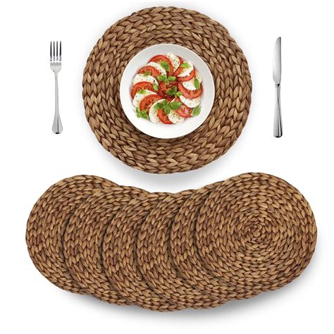 4 Sizes 12 13 14 15 Barien Brown Woven Placemats Round Set Of 6