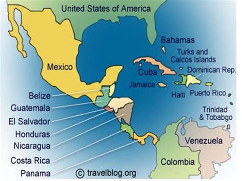 Mexico Central America And Caribbean Map - Cities And Towns Map