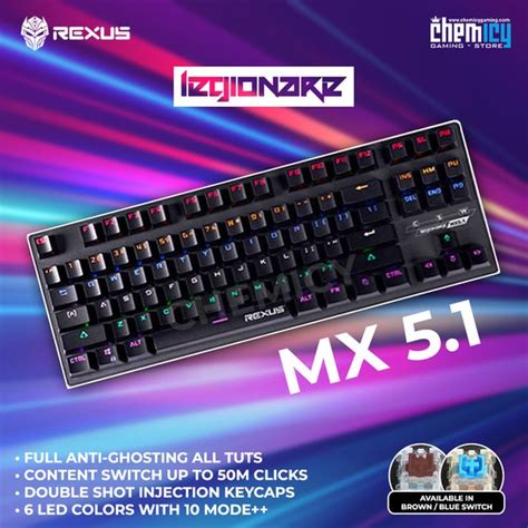 Jual Terlaris Rexus Legionare MX5 1 Rainbow TKL Mechanical Keyboard