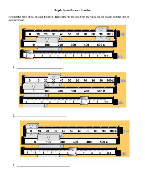 Triple Beam Balance Practice Worksheet