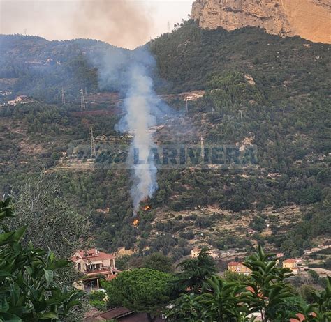 Incendio Sopra Il Cavalcavia Di Ventimiglia Fiamme In Zona Impervia